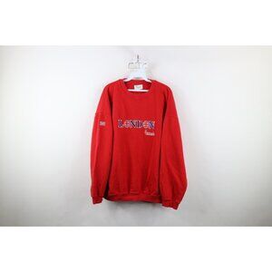 Vintage 90s Harrods Mens Size XL Faded Spell Out London Crewneck Sweatshirt Red